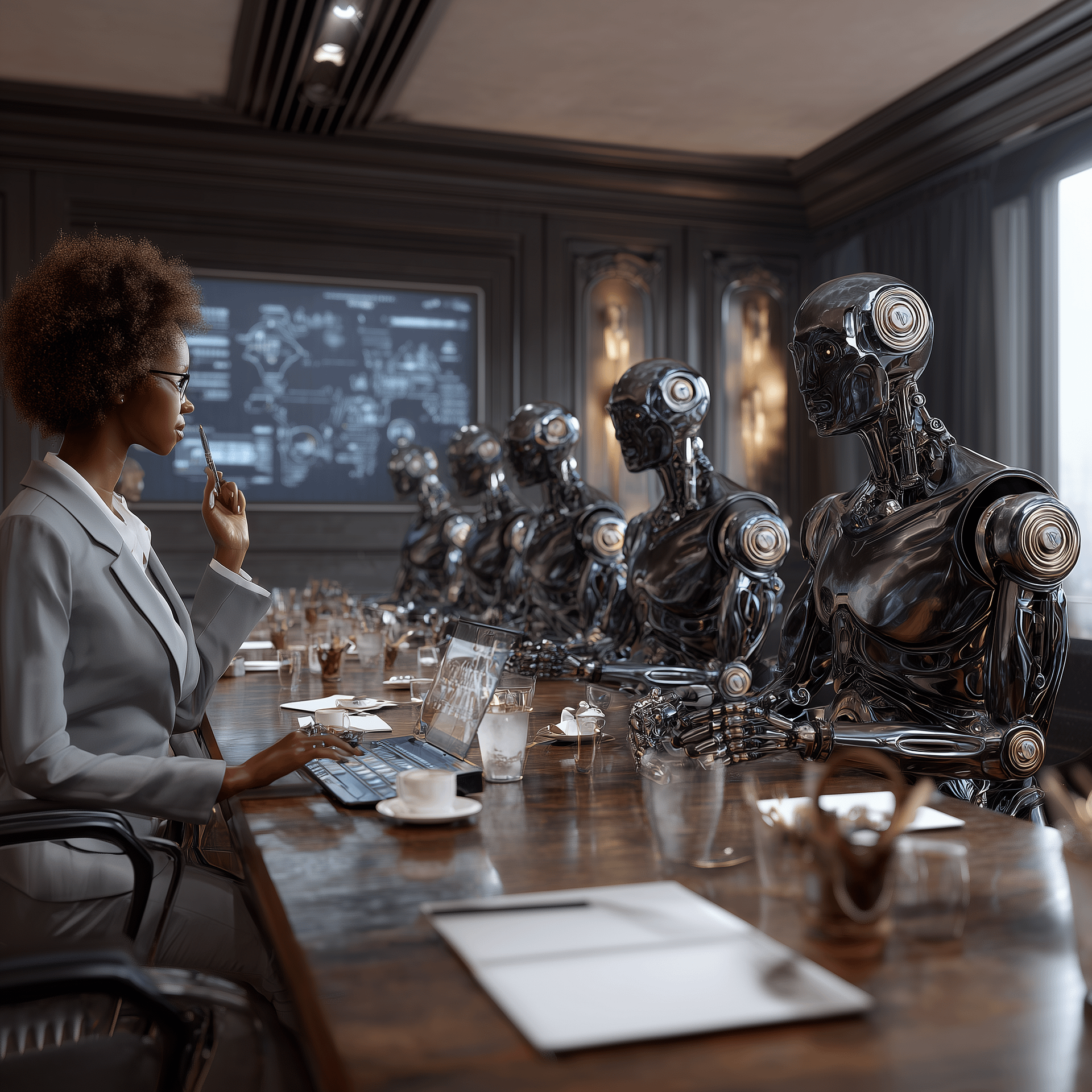 AI agents in a daily meeting style visual